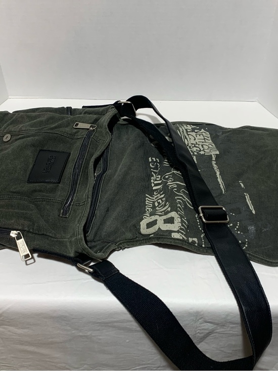 Kenneth Cole Reaction Handbags - Kenneth Cole Reaction Olive Green Canvas Crossbody Bag with Black Strap